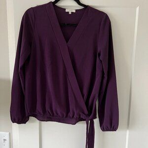 Tansy Purple Faux Wrap Blouse Size S